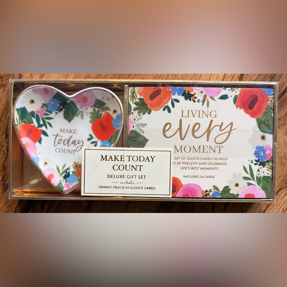 MAKE TODAY COUNT Floral Trinket Tray and Quote Card Set